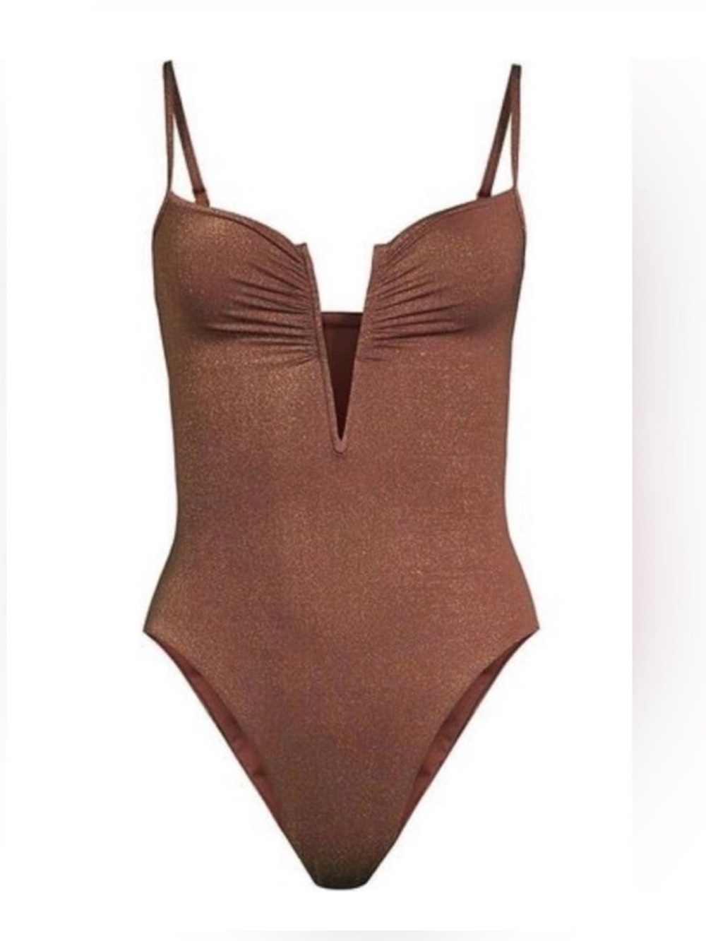 l*space ROXANNE One piece Metallic Brown Swimsuit with V-Notch L